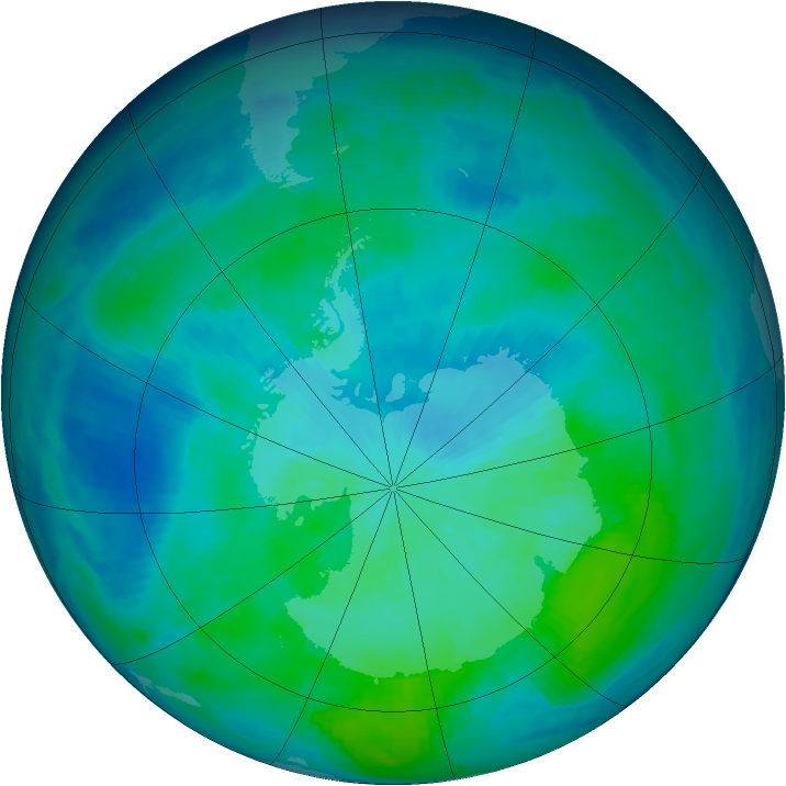 Antarctic ozone map for 26 February 1998